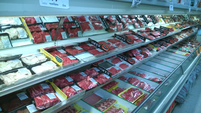 Meat and Seafood Department in a grocery store on St. Croix