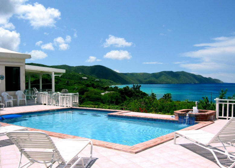 Caribbean Rental Villa - view from pool -  Beachfront
